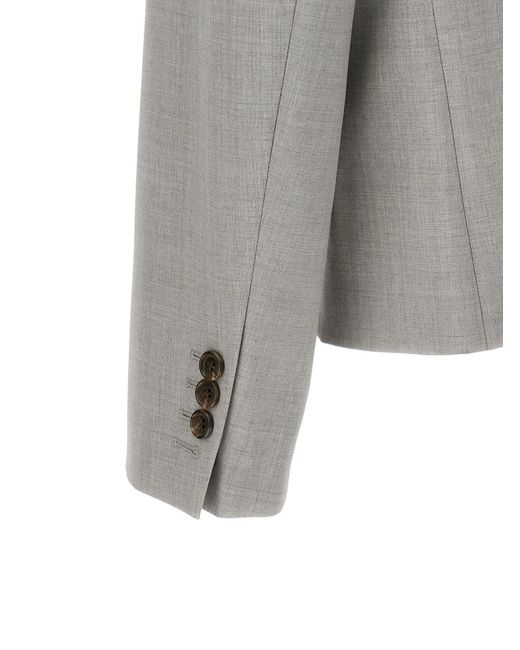 Theory Gray Double-Breasted Blazer