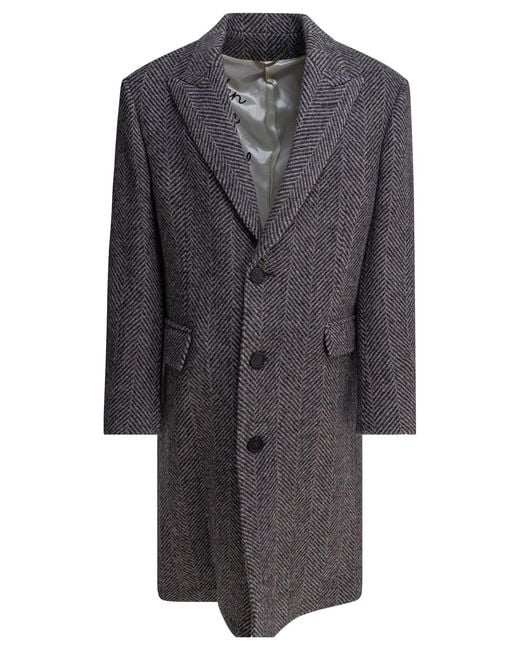 Golden Goose Deluxe Brand Gray Single Breasted Herringbone Coat for men