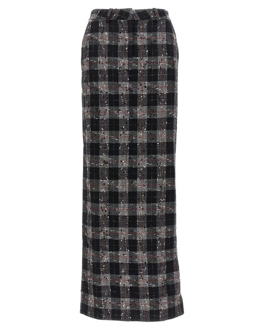 Check Wool Long Skirt Gonne Nero di Alessandra Rich in Black