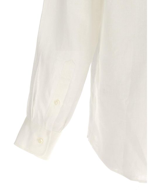 Linen Shirt Camicie Bianco di Brunello Cucinelli in White da Uomo