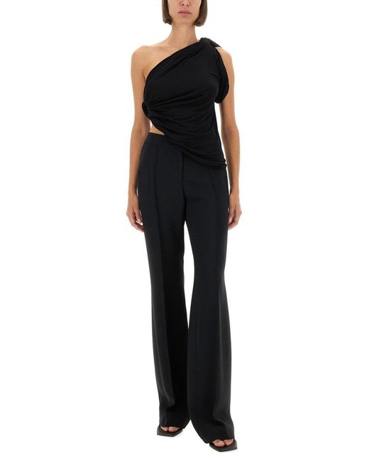 Rick Owens Black Draped One-Shoulder Top