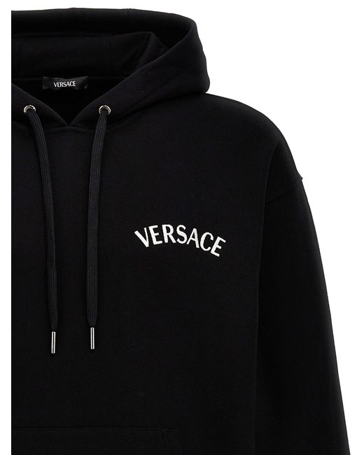 Logo Hoodie Felpe Nero di Versace in Black da Uomo