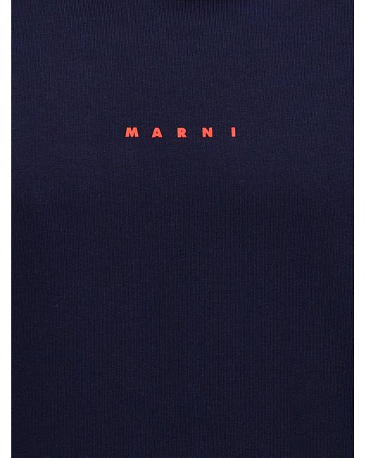Marni Blue Logo Print Hoodie Sweatshirt for men