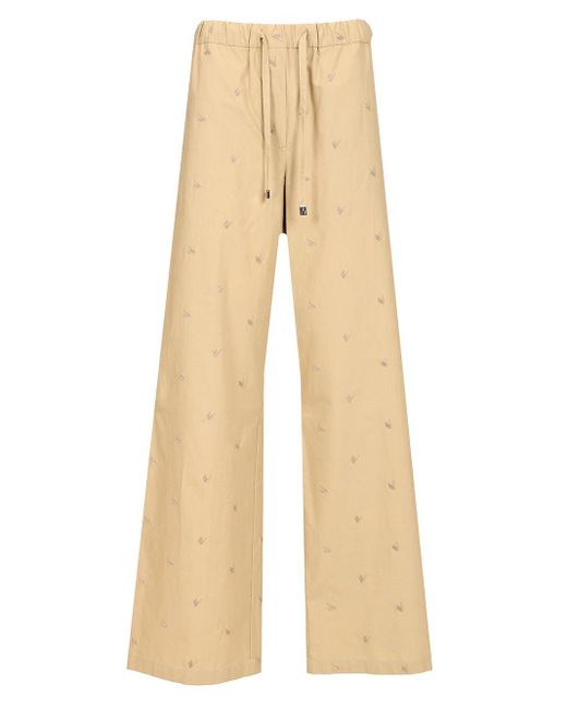 The Attico Natural Long Trousers With All-Over Embroidery