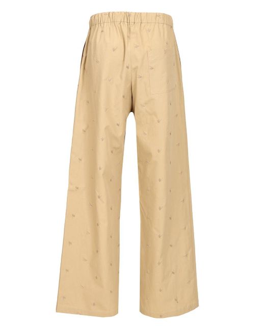 The Attico Natural Long Trousers With All-Over Embroidery