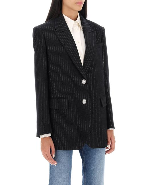 Alessandra Rich Black Lurex Pinstriped Jacket