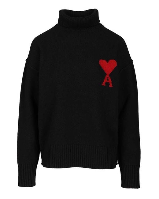 AMI Black Ami Ami De Coeur Turtleneck Sweater