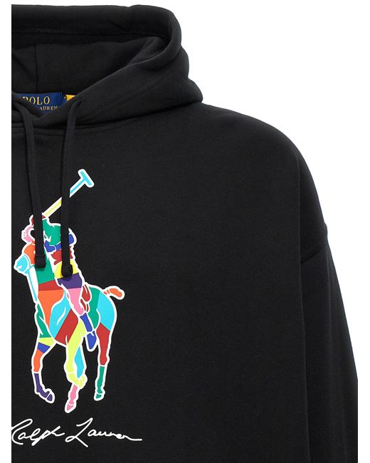 Logo Hoodie Felpe Nero di Polo Ralph Lauren in Black da Uomo
