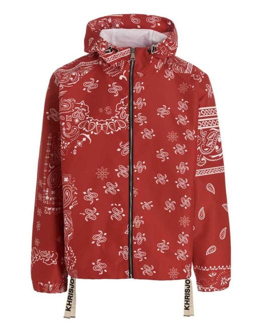 Khrisjoy Red 'Windbreaker Bandana Hood' Jacket for men
