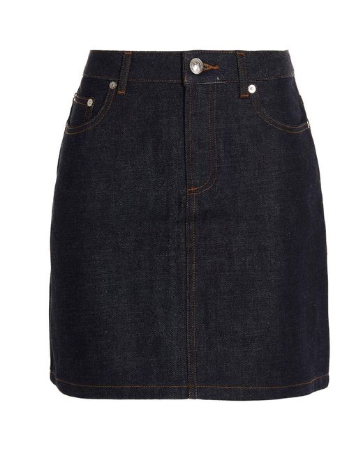 A.P.C. Blue 'jupe Standard' Denim Skirt