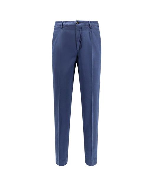 Incotex Blue Cotton And Linen Trouser for men