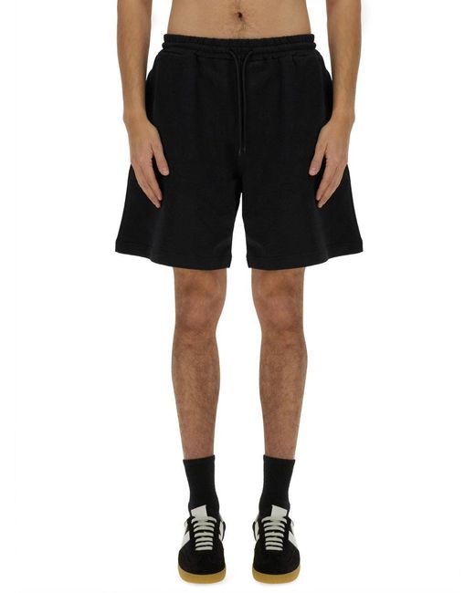 MSGM Black Shorts With Micro Logo Detail for men
