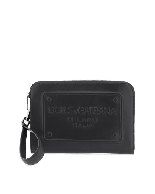 Dolce & Gabbana Black Pouch With Embossed Logo for men