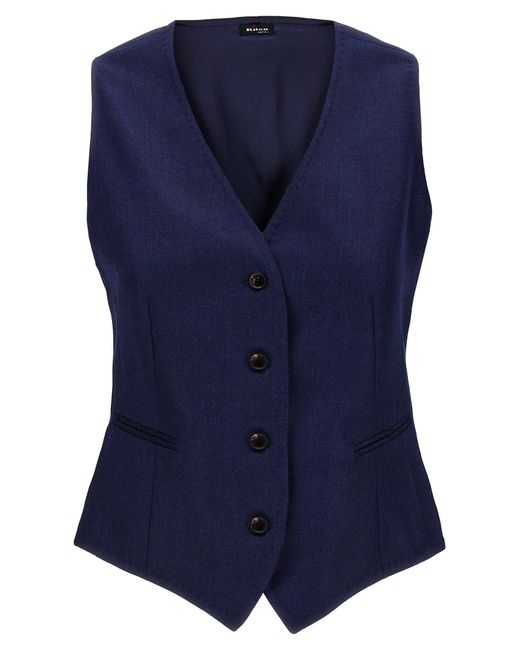 Kiton Silk Cashmere Vest Gilet Blue