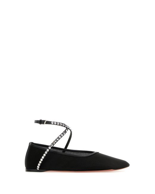 AMINA MUADDI Black Ane Mesh Crystal Ballet Shoes