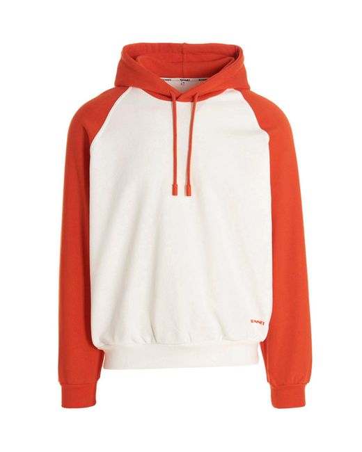 Sunnei Red Color Block Hoodie for men