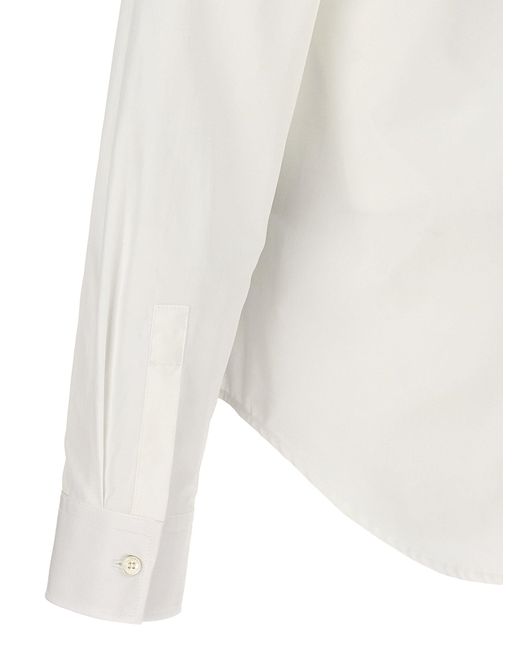 Balmain White Logo Embroidery Shirt Shirt, Blouse for men
