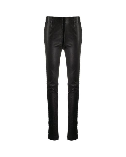 Ann Demeulemeester Black Leather Trousers