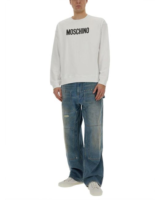 Felpa Con Logo di Moschino in Gray da Uomo