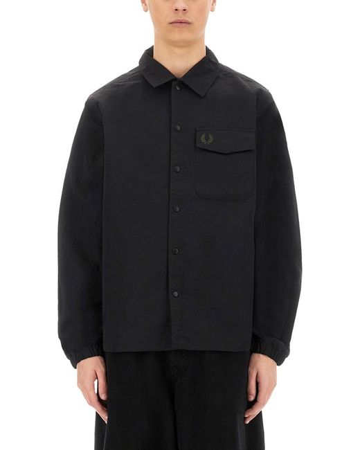 Fred Perry Black Snap Button Jacket With Relaxed Fit for men