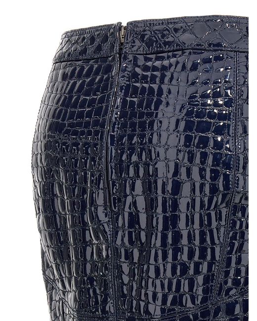 Croc Print Skirt Gonne Blu di Tom Ford in Blue