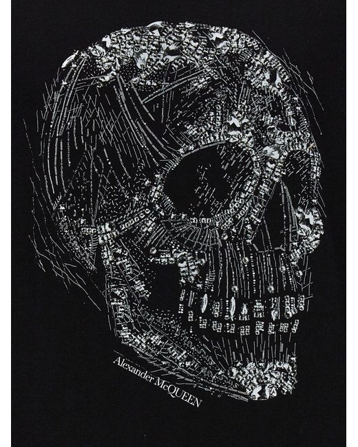 T-shirt con teschio di cristallo in nero di Alexander McQueen in Black da Uomo