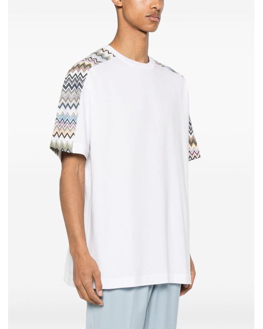 T-shirt in cotone con dettaglio zigzag di Missoni in White da Uomo