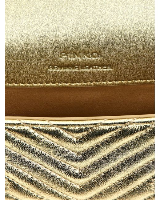Pinko Metallic 'Micro Love Bag Click Metal Chevron' Crossbody Bag