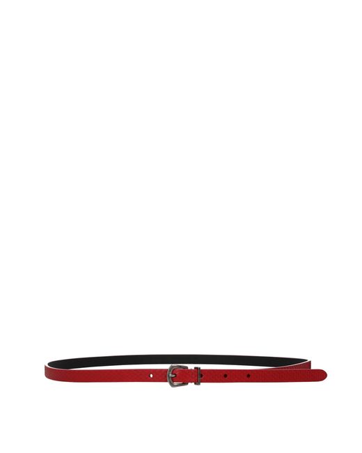 Cinture Sottili Pelle di Pitone Rosso di Saint Laurent in White