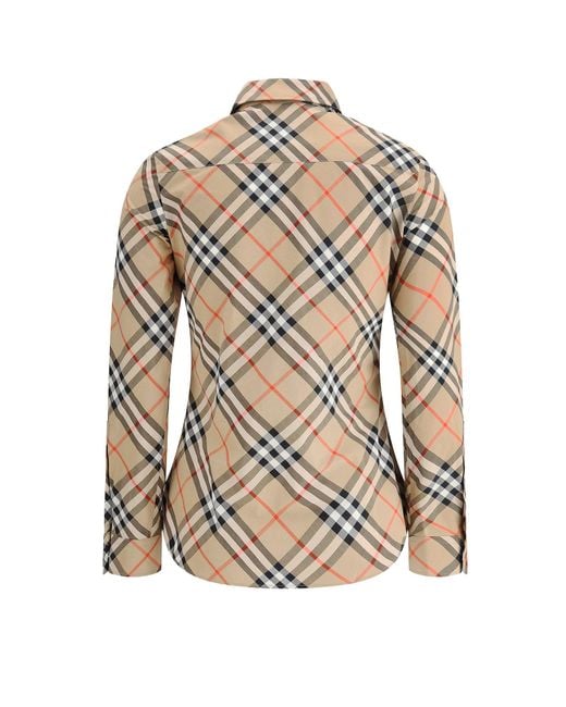 Burberry White Cotton Shirt With Check Motif