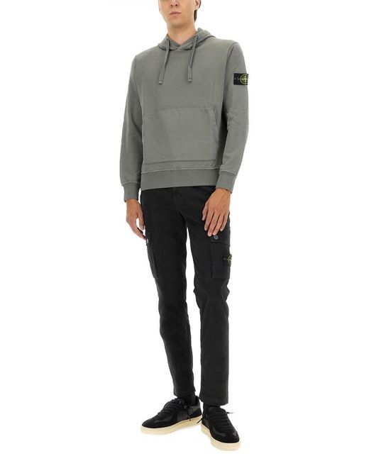 Fleece Hoodie-Uomo di Stone Island in Gray da Uomo