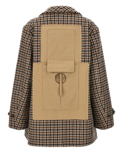 Maison Margiela Brown Double-Breasted Check Coat