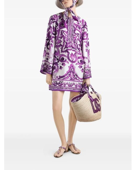 Dolce & Gabbana Purple Silk Dress