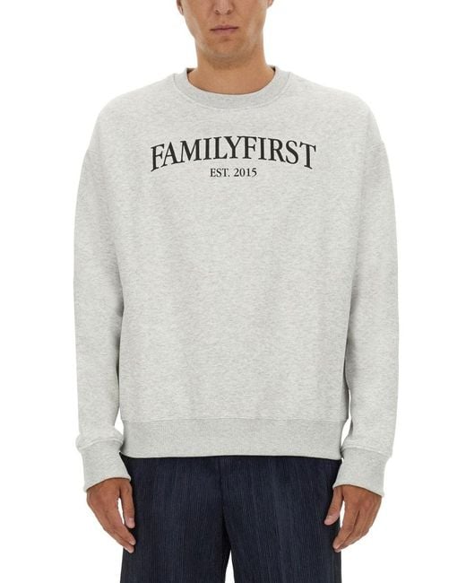 FAMILY FIRST Gray Sweatshirt With Logo for men
