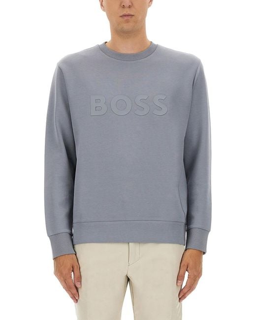 Sweatshirt With Logo-Uomo di Boss in Gray da Uomo
