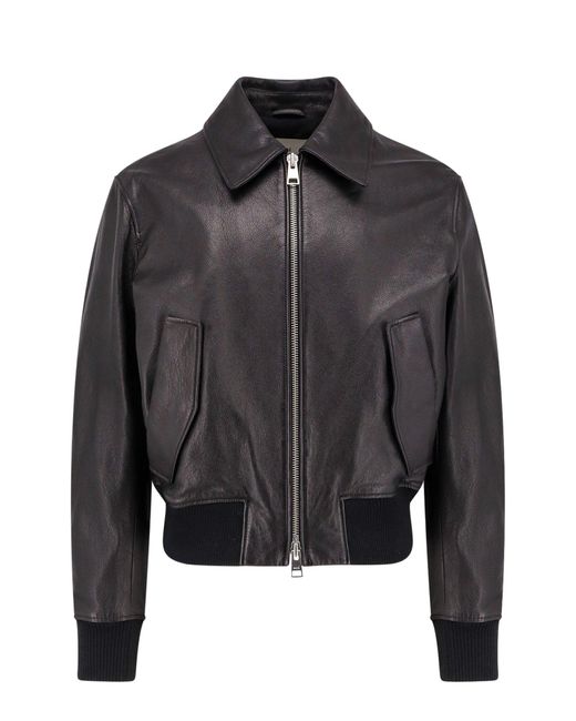 Ami Paris Leather Jacket in Black for Men Lyst