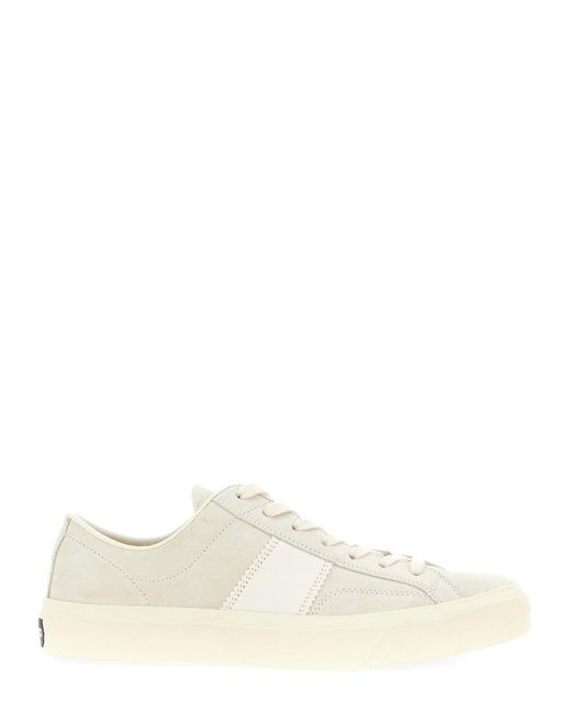 Tom Ford White Luxury Suede Sneakers For for men