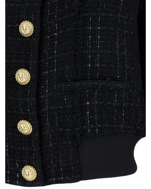 Balmain Black Buttoned Tweed Blouson
