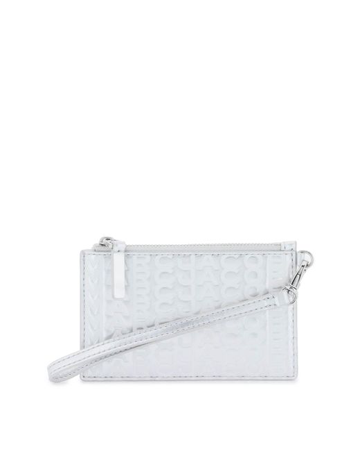 Marc Jacobs White The Metallic Top Zip Wristlet Wallet