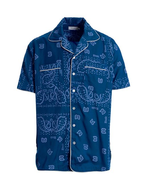 Rhude Blue Bandana Print Shirt for men