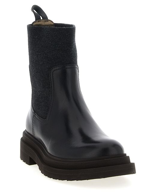 Precious Loop Detail Ankle Boots Stivali E Stivaletti Nero-Donna di Brunello Cucinelli in Black