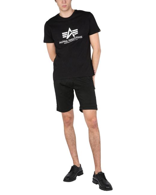 Alpha Industries Black Bermuda With Logo for men
