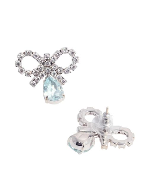 Self-Portrait White 'Micro Bow Droplet' Earrings