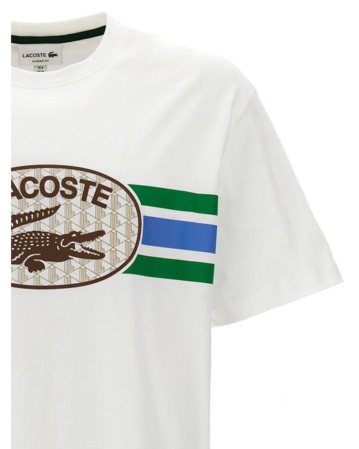 Logo Print T Shirt Bianco di Lacoste in White da Uomo