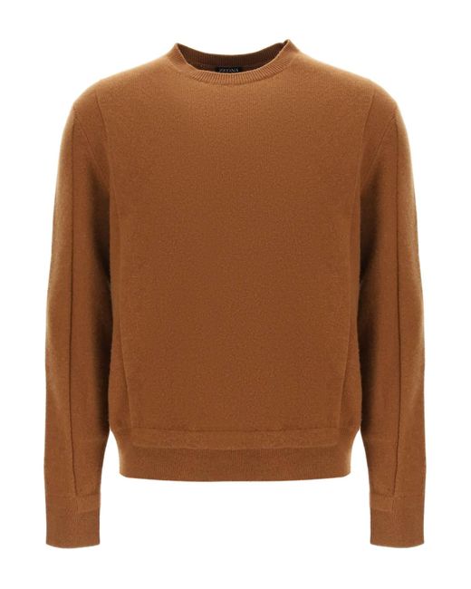 Zegna Brown Wool Cashmere Sweater for men
