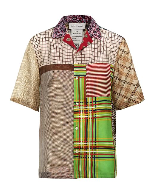 MARINE SERRE Multicolor Regenerated Silk Scarves Bowling Shirt