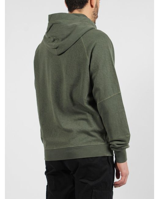 Stone Island Green Snap Collar Hoodie for men