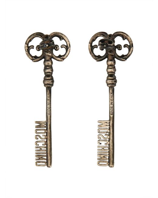 Moschino White Logo Earrings