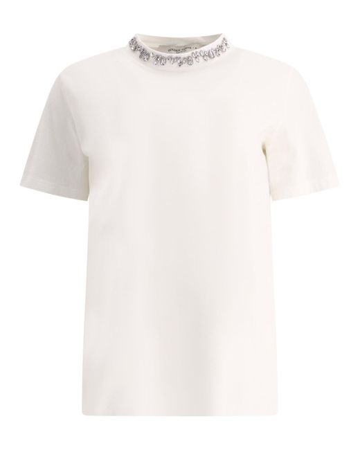 Golden Goose Deluxe Brand White T-Shirt With Crystal Embellishments