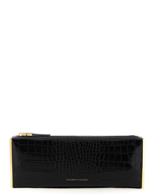 Elisabetta Franchi Black Baguette Clutch